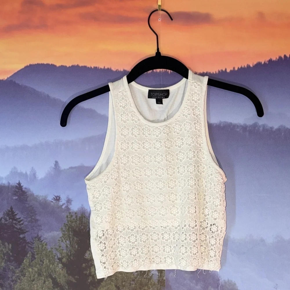 Topshop Cream Lace Crop Top